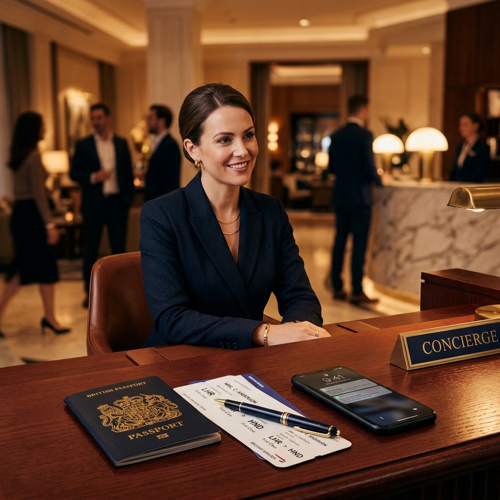 Premium travel concierge at desk